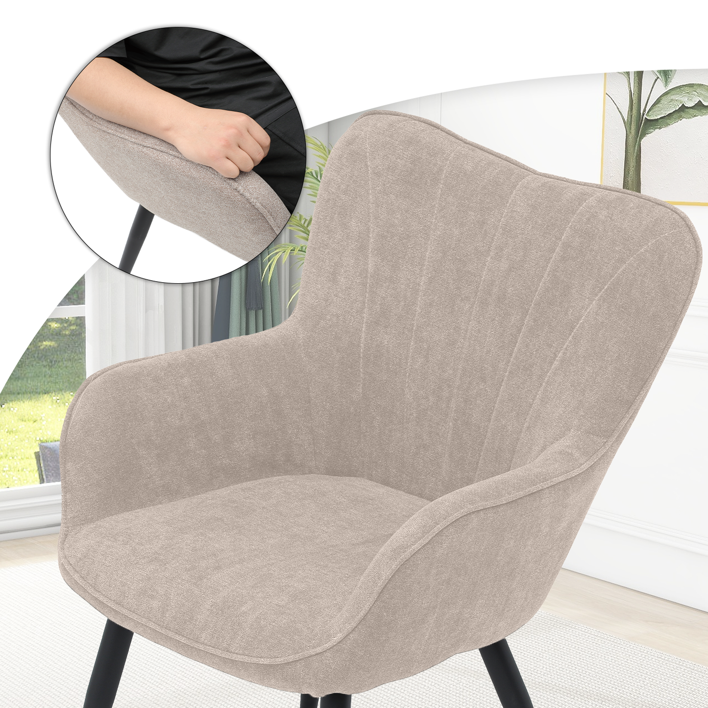 Cotton-linen Accent Chair - Shell Shape - 26.5'' Seat Wide