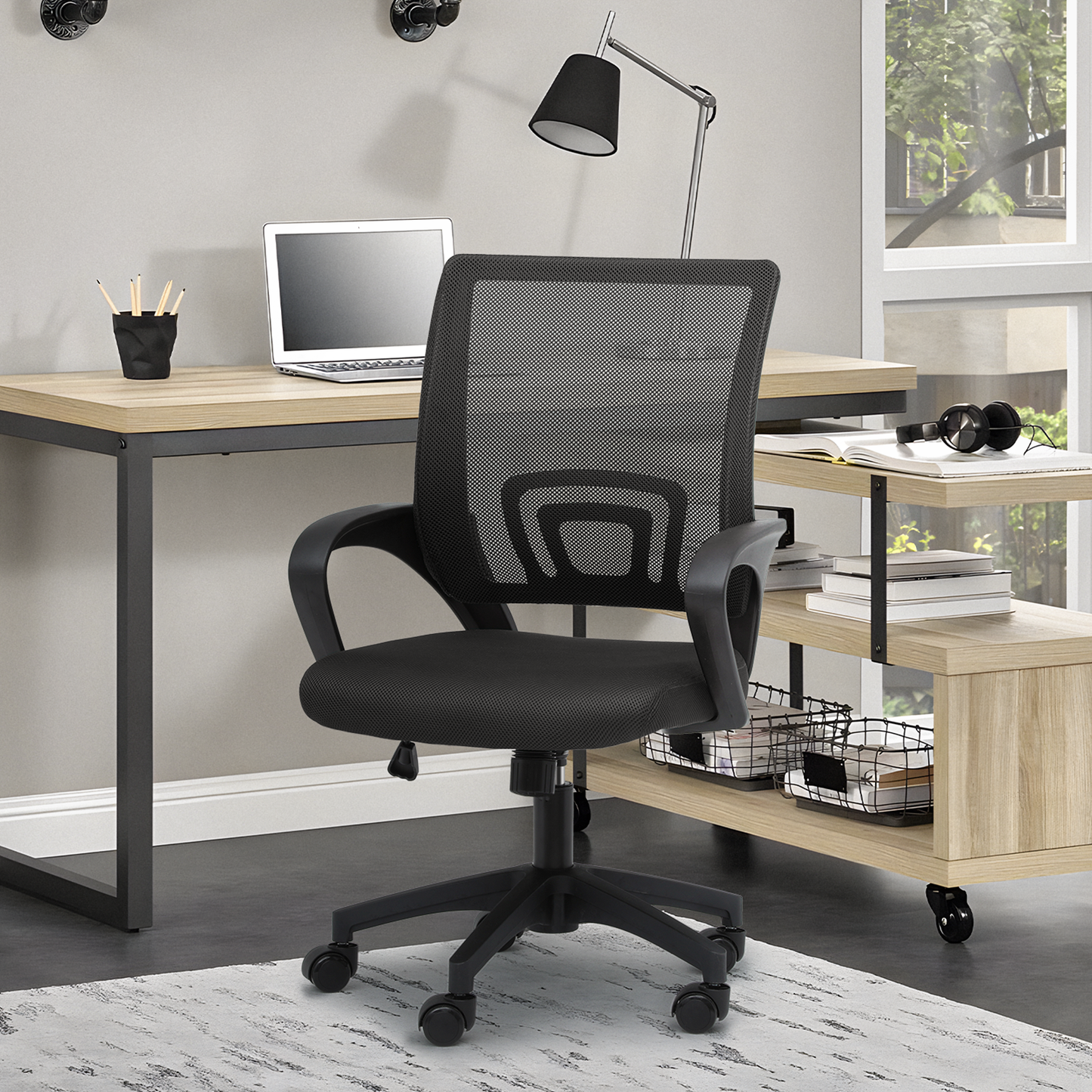 Adjustable Height Office Chair - 18" Seat Wide - Mesh Back