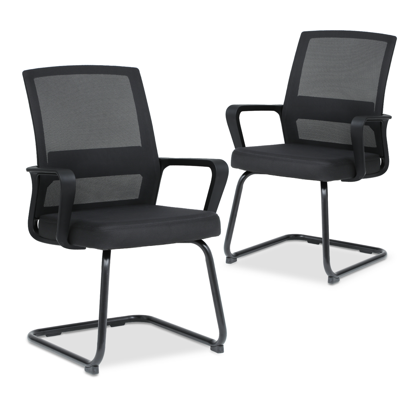 2 Pieces Mesh Reception Chair - Metal Frame - Black