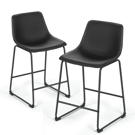 2 Pieces Bar Chairs - PU Bucket Seat - 23'' Seat to Floor