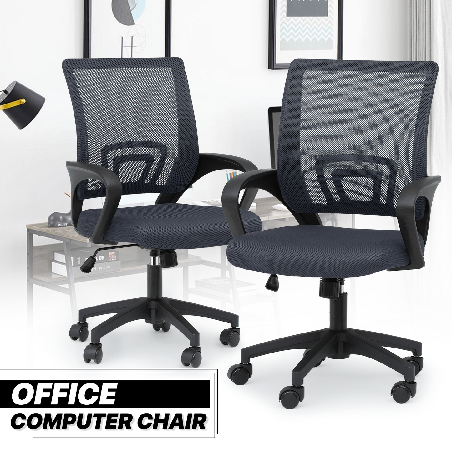 Adjustable Height Office Chair - 18" Seat Wide - Mesh Back