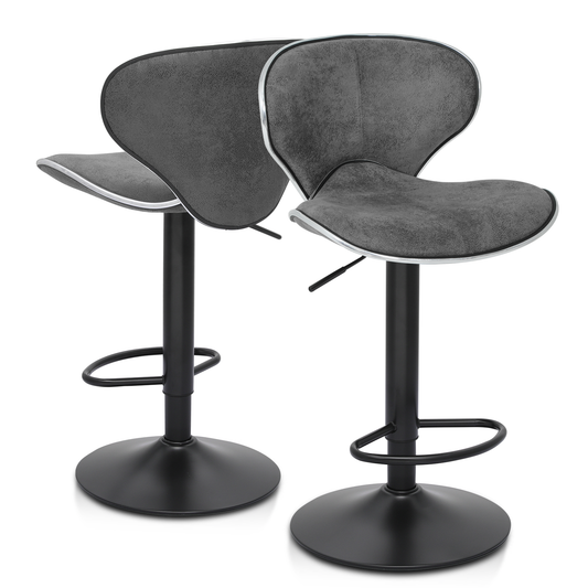 2 PCS Bar Stool - PU Butterfly Design Seat - Adjustable Height