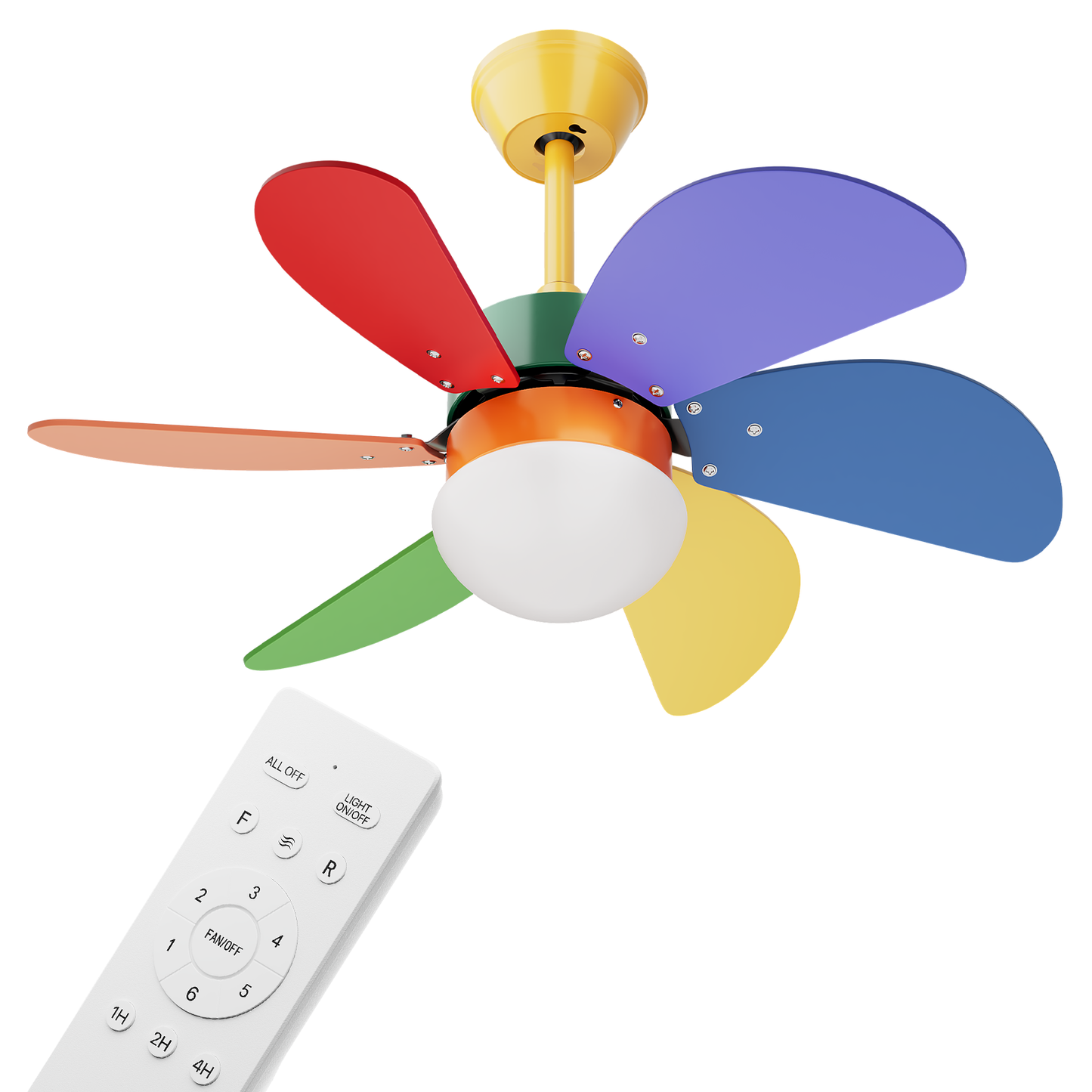 30.5" Reversible LED Lighting Ceiling Fan - Remote Control & Timer - Plywood Wood Blade