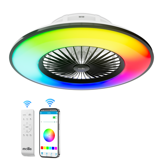 22" RGB Lighting Ceiling Fan - App Control+Remote Control - Bluetooth Speaker