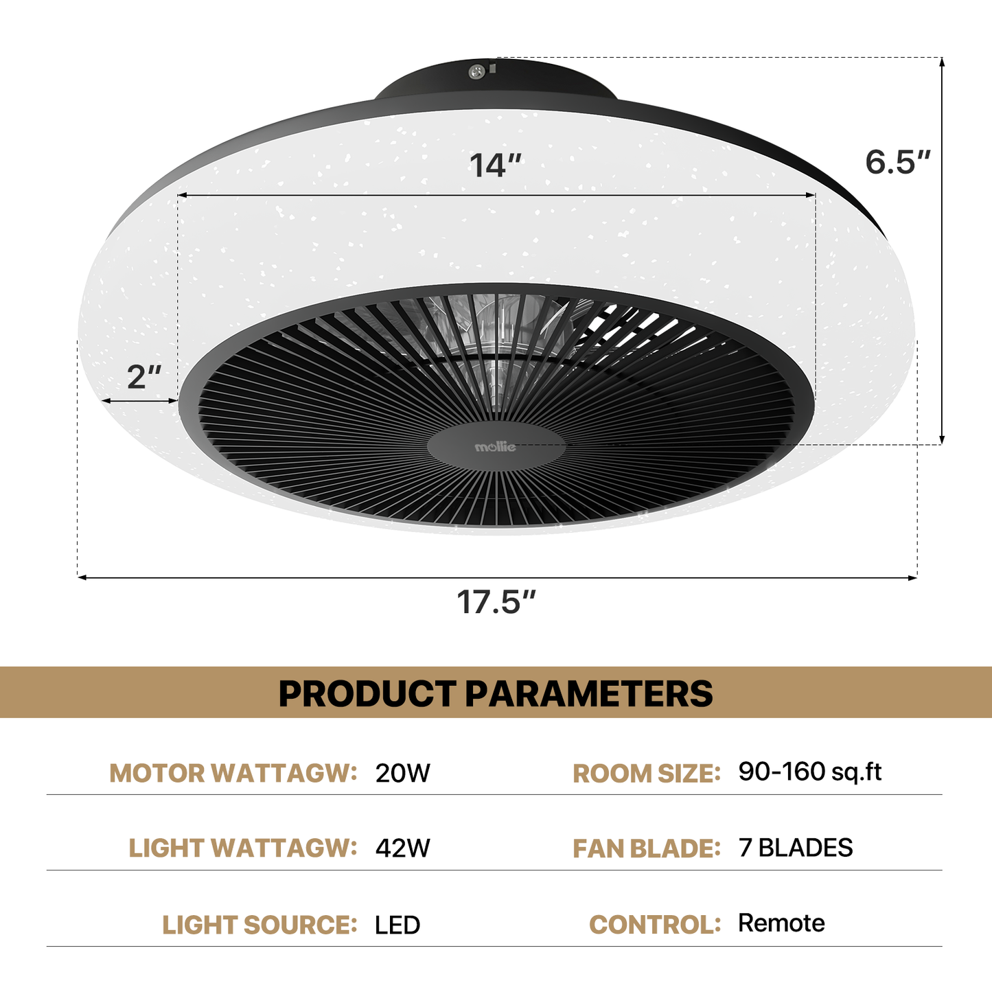 17.5" Lighting Ceiling Fan - Remote Control