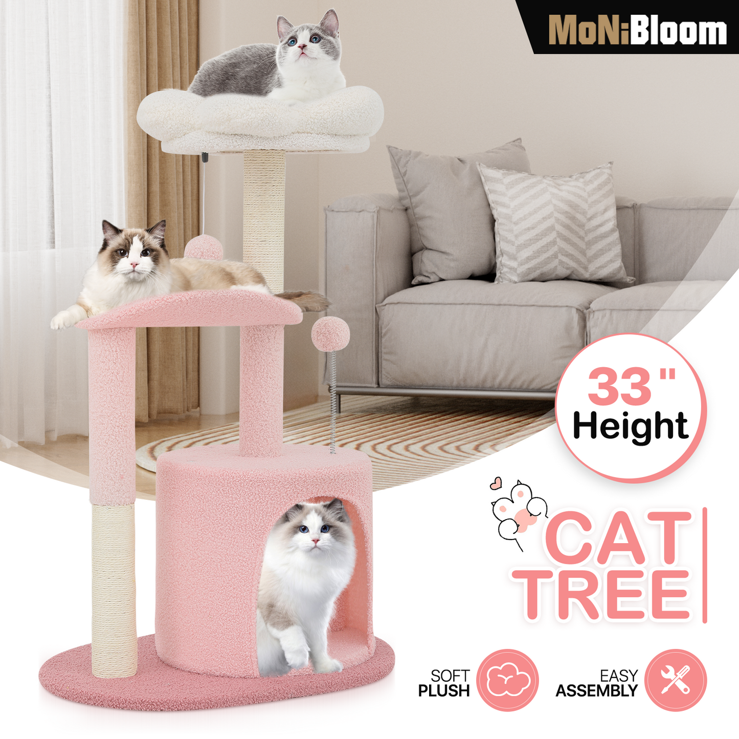 33" Height Cat Tree - Flower Design