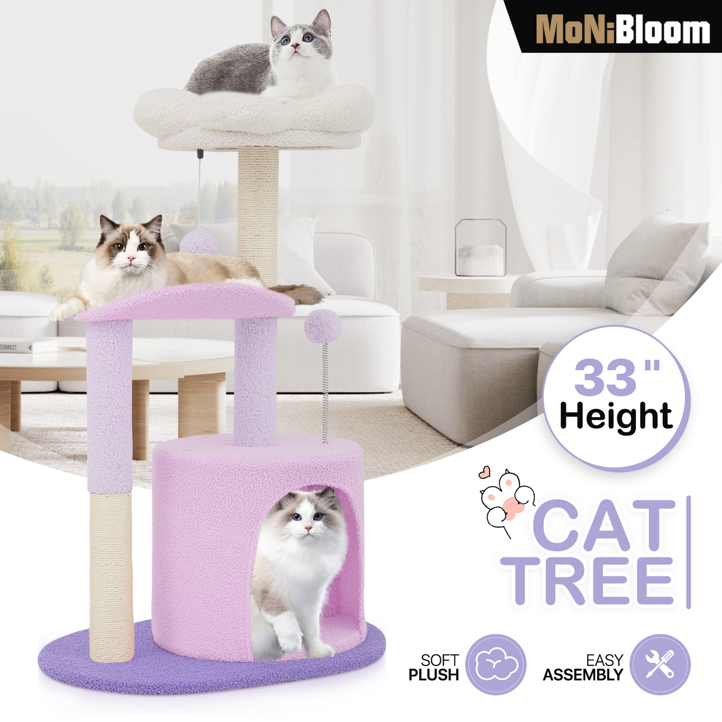 33" Height Cat Tree - Flower Design
