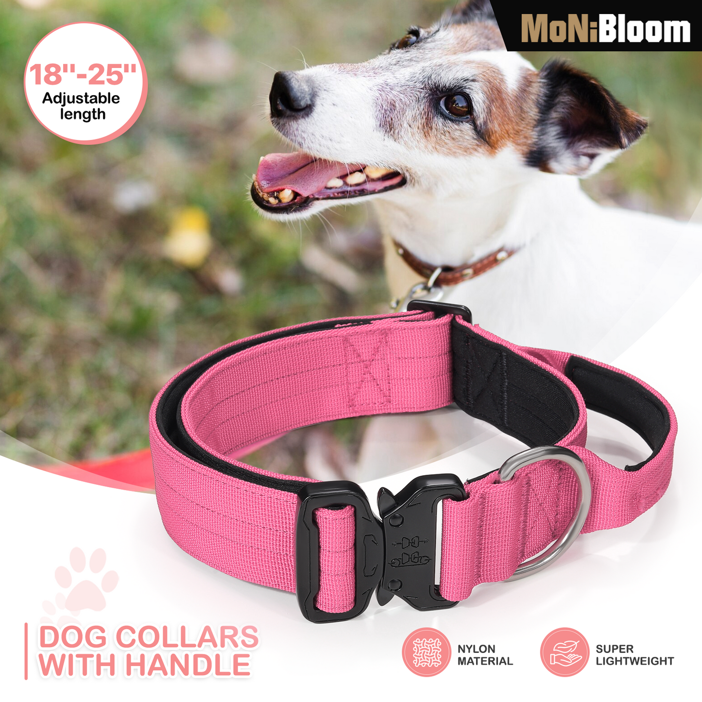 Dog Collar - w/ Handle - 18''to 25'' Adjustable Length