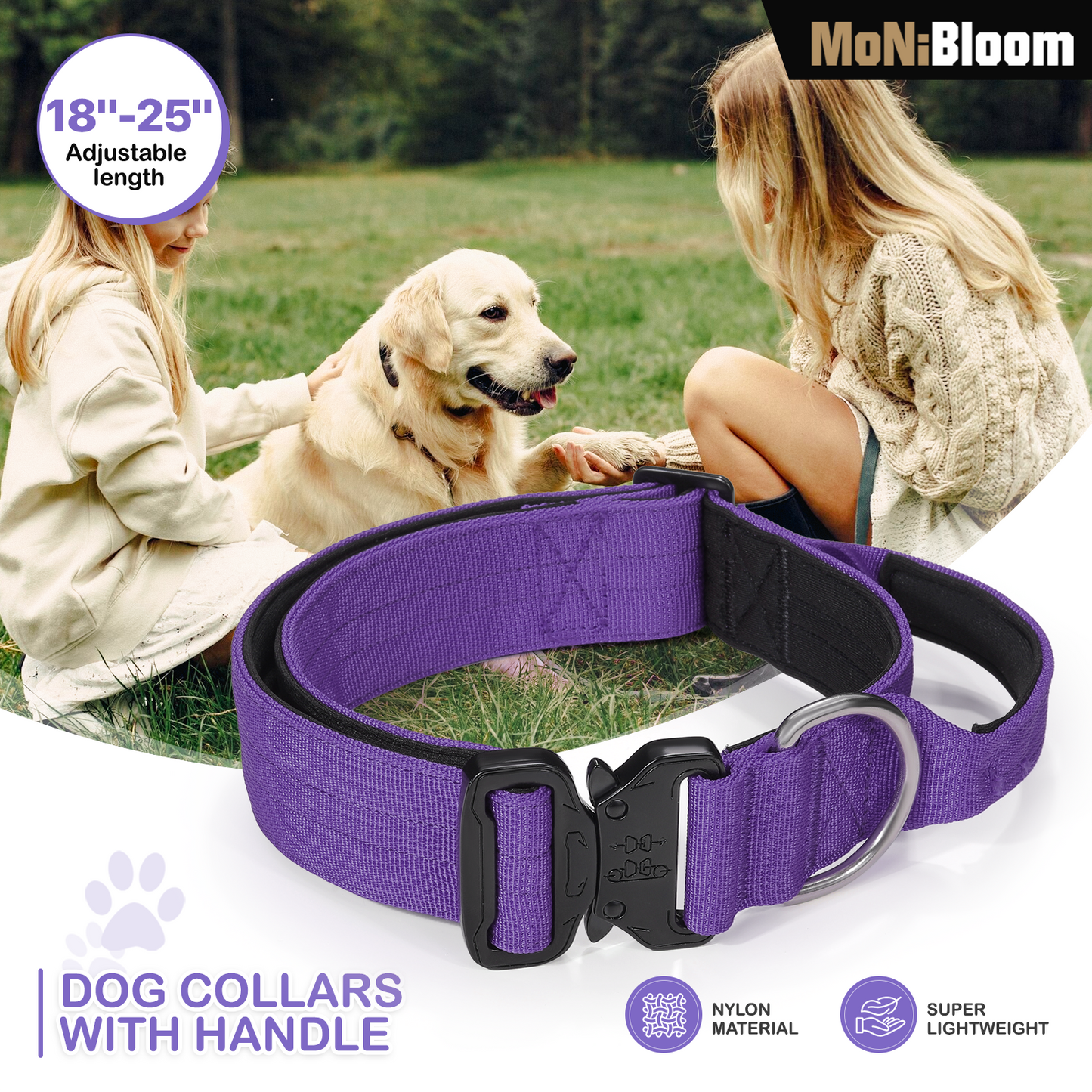 Dog Collar - w/ Handle - 18''to 25'' Adjustable Length