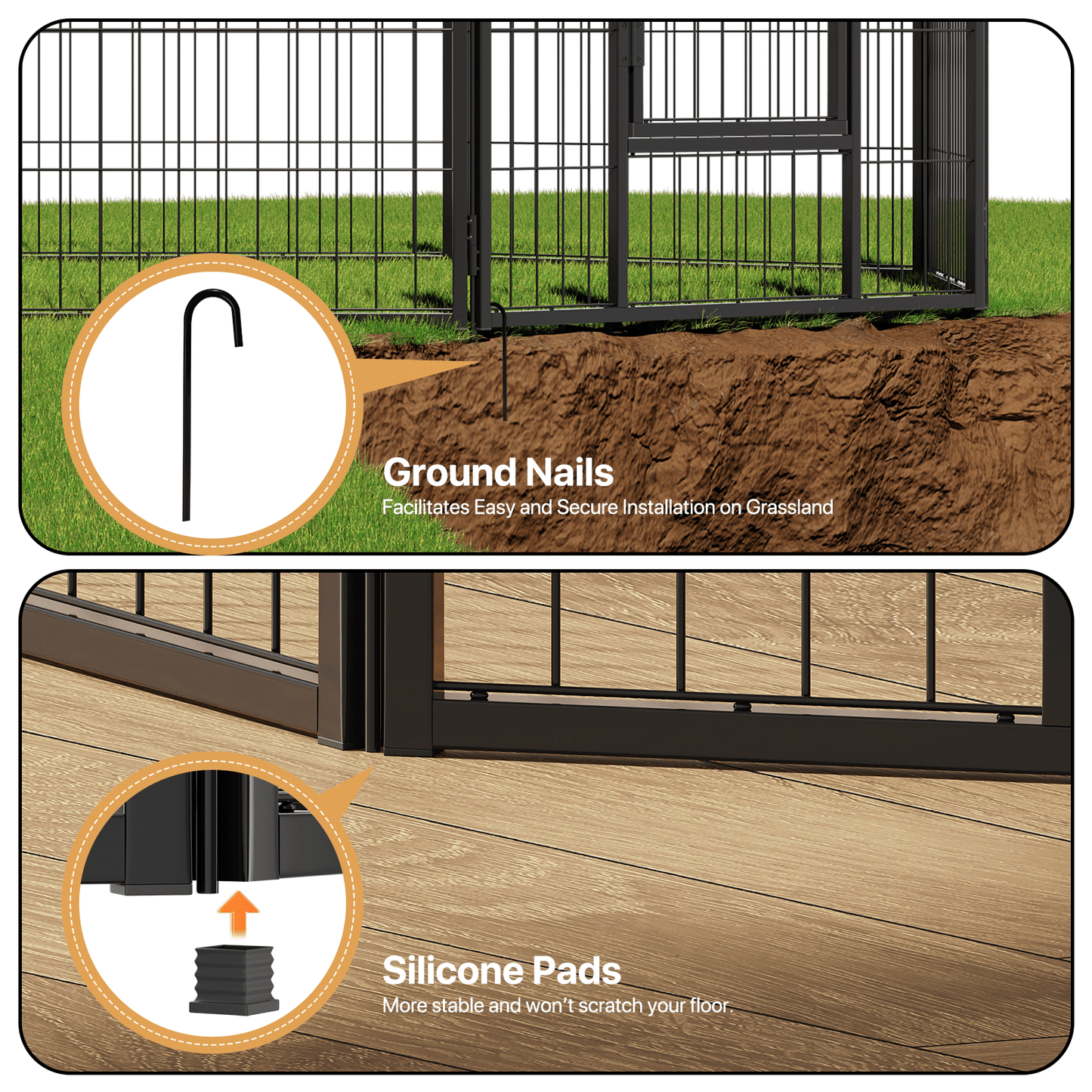 Dog Playpen - 8 Panel - Each 30.5''Length 24''Height - Black