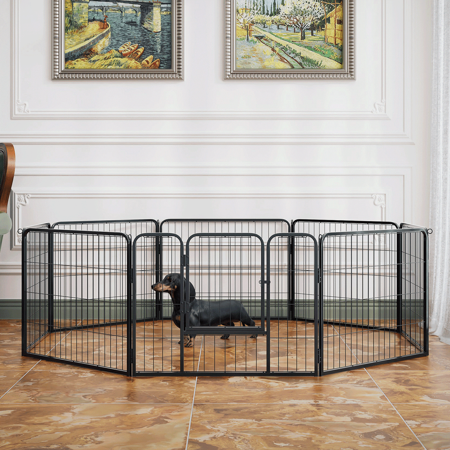 Dog Playpen - 8 Panel - Each 30.5''Length 24''Height - Black