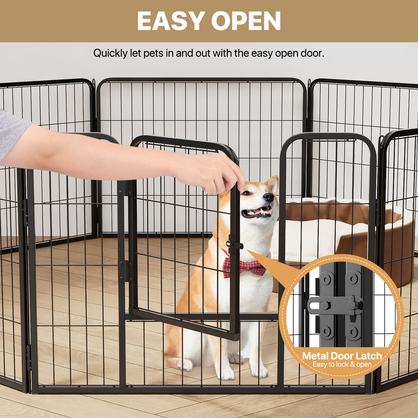 Dog Playpen - 8 Panel - Each 30.5''Length 24''Height - Black
