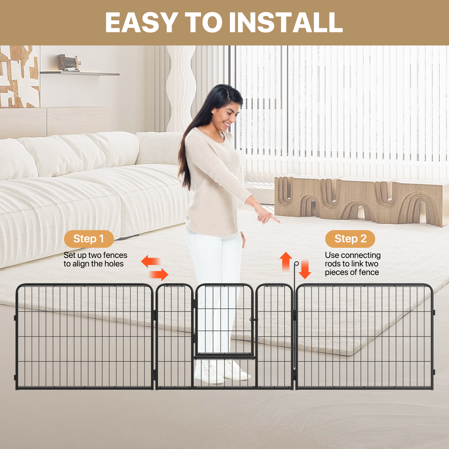 Dog Playpen - 8 Panel - Each 30.5''Length 24''Height - Black