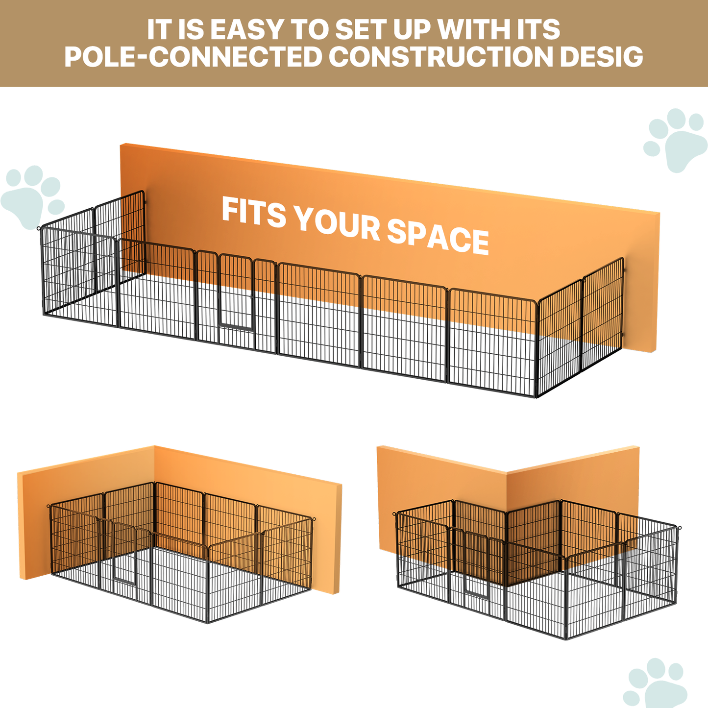 Dog Playpen - 10 Panel - Each 32''Length 32''Height - Black