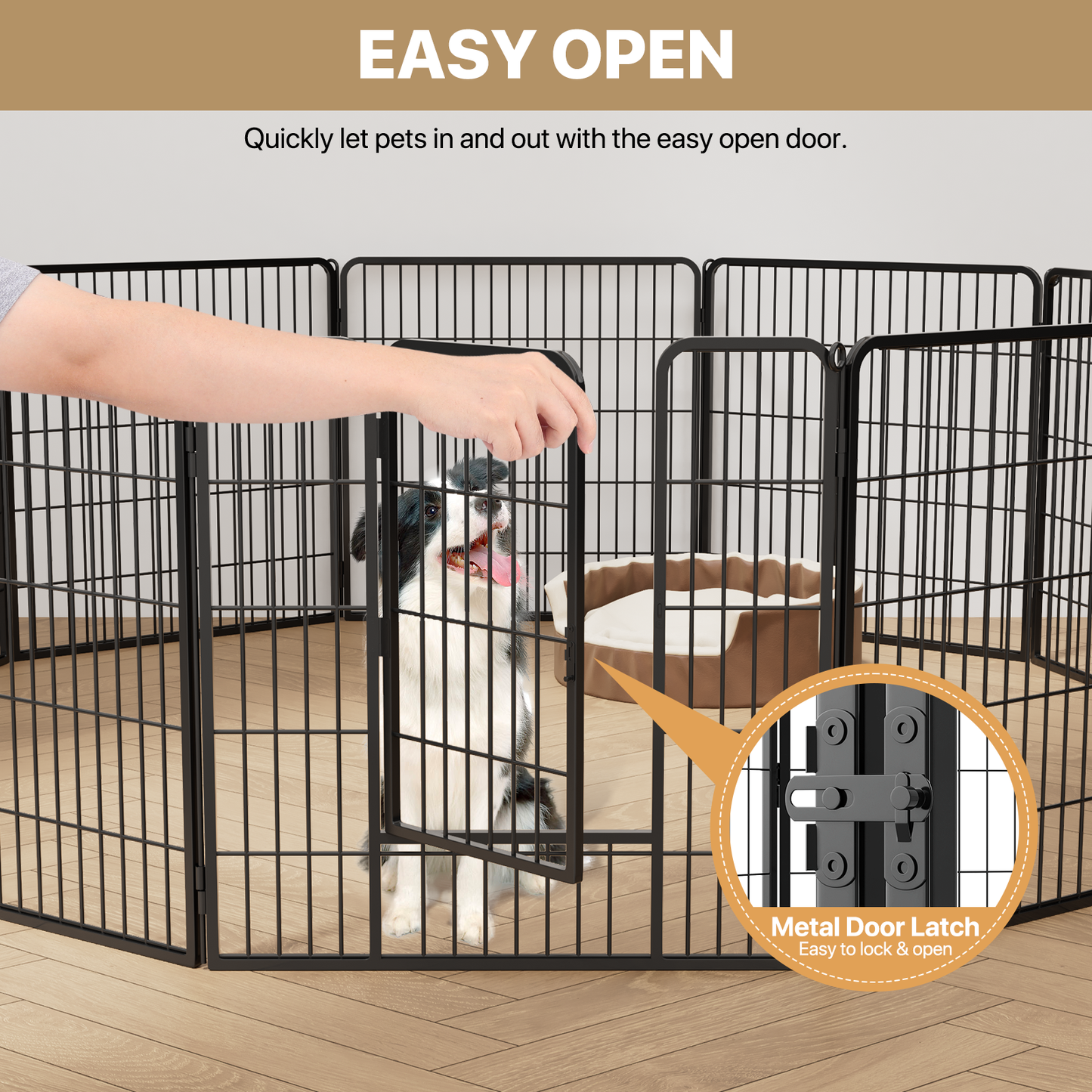 Dog Playpen - 10 Panel - Each 32''Length 32''Height - Black