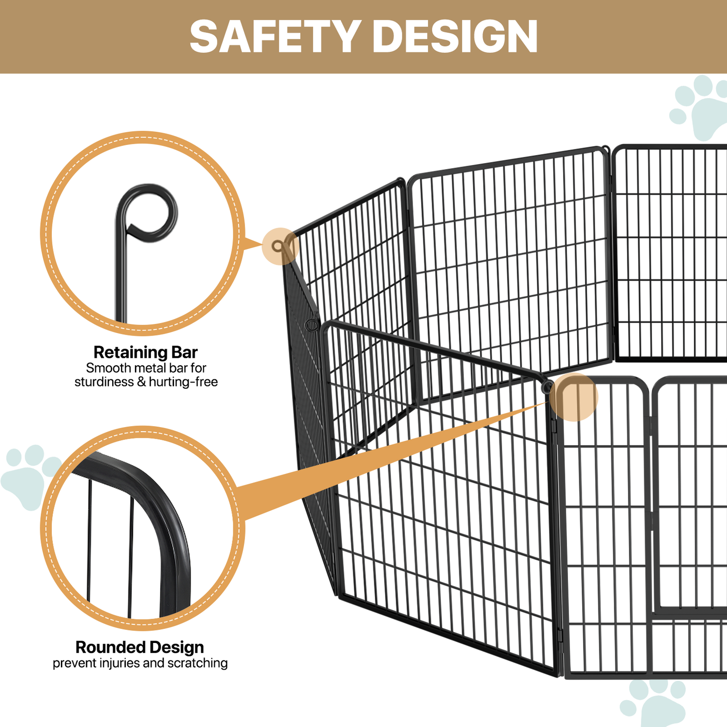 Dog Playpen - 10 Panel - Each 32''Length 32''Height - Black