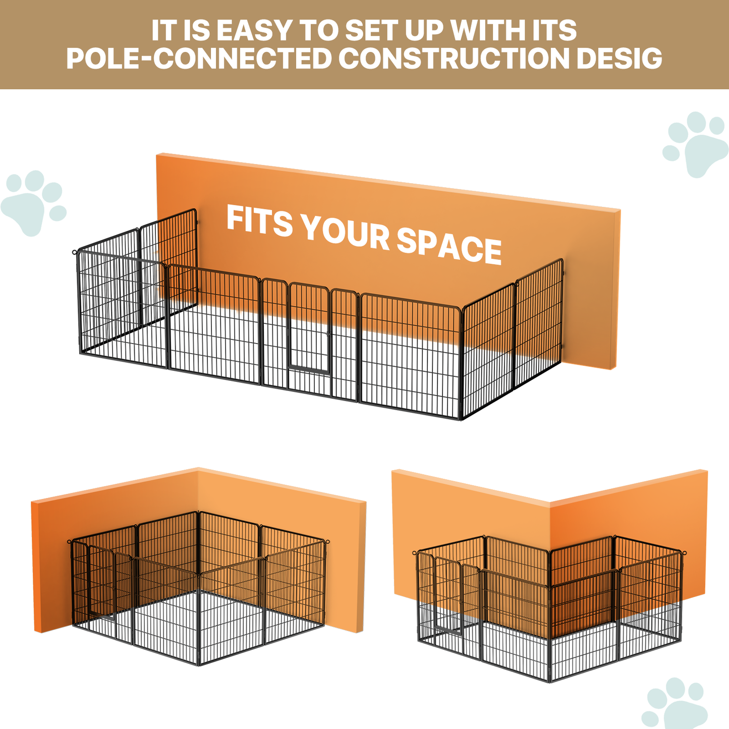 Dog Playpen - 8 Panel - Each 32''Length 32''Height - Black