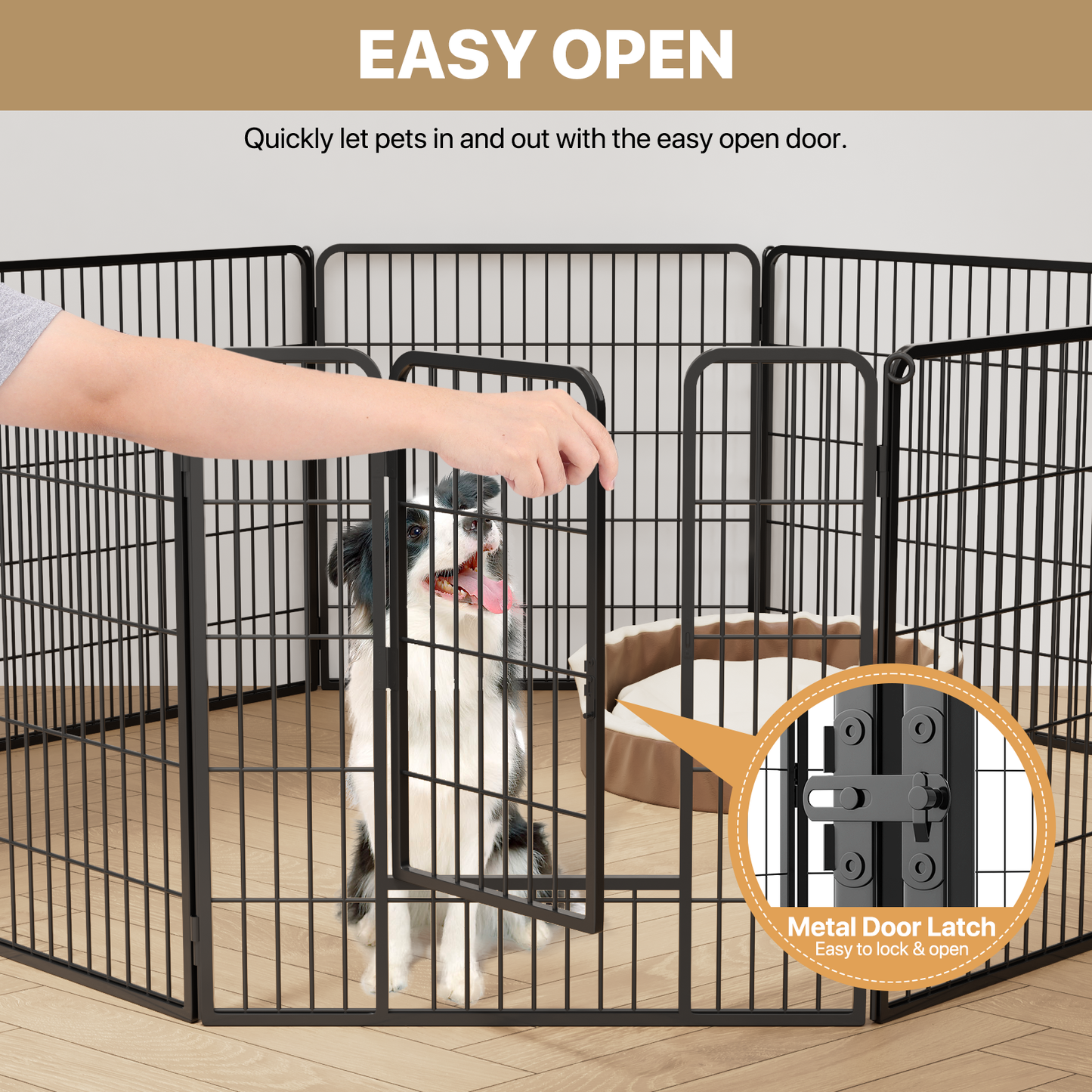 Dog Playpen - 8 Panel - Each 32''Length 32''Height - Black