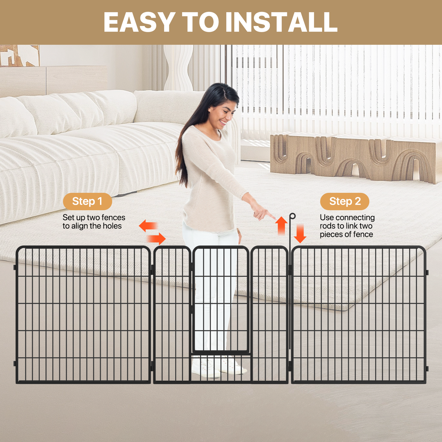 Dog Playpen - 8 Panel - Each 32''Length 32''Height - Black