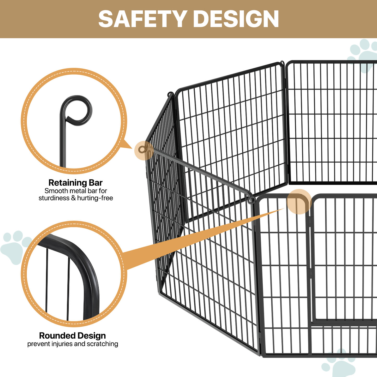 Dog Playpen - 8 Panel - Each 32''Length 32''Height - Black
