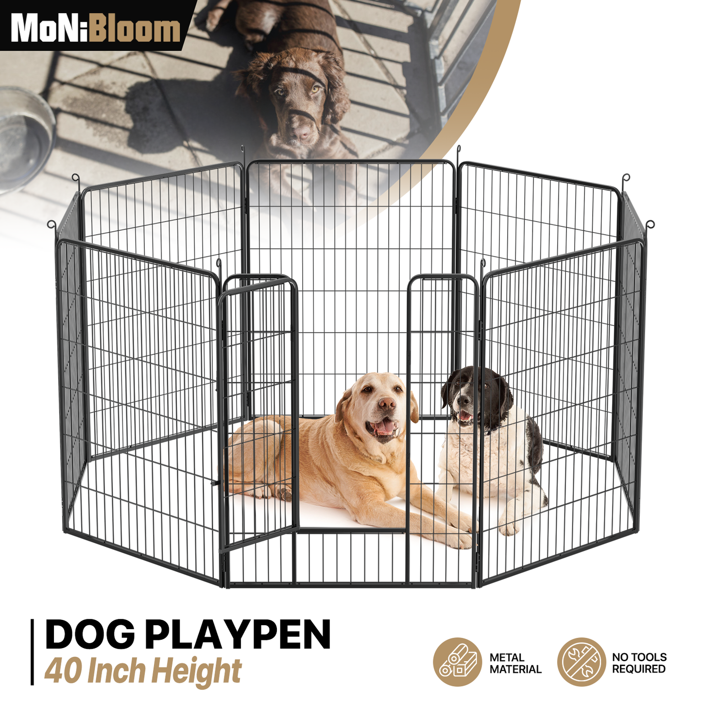 Dog Playpen - 8 Panel - Each 30''Length 40''Height - Black