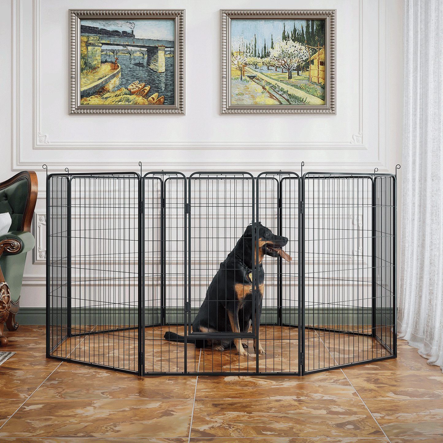 Dog Playpen - 8 Panel - Each 30''Length 40''Height - Black