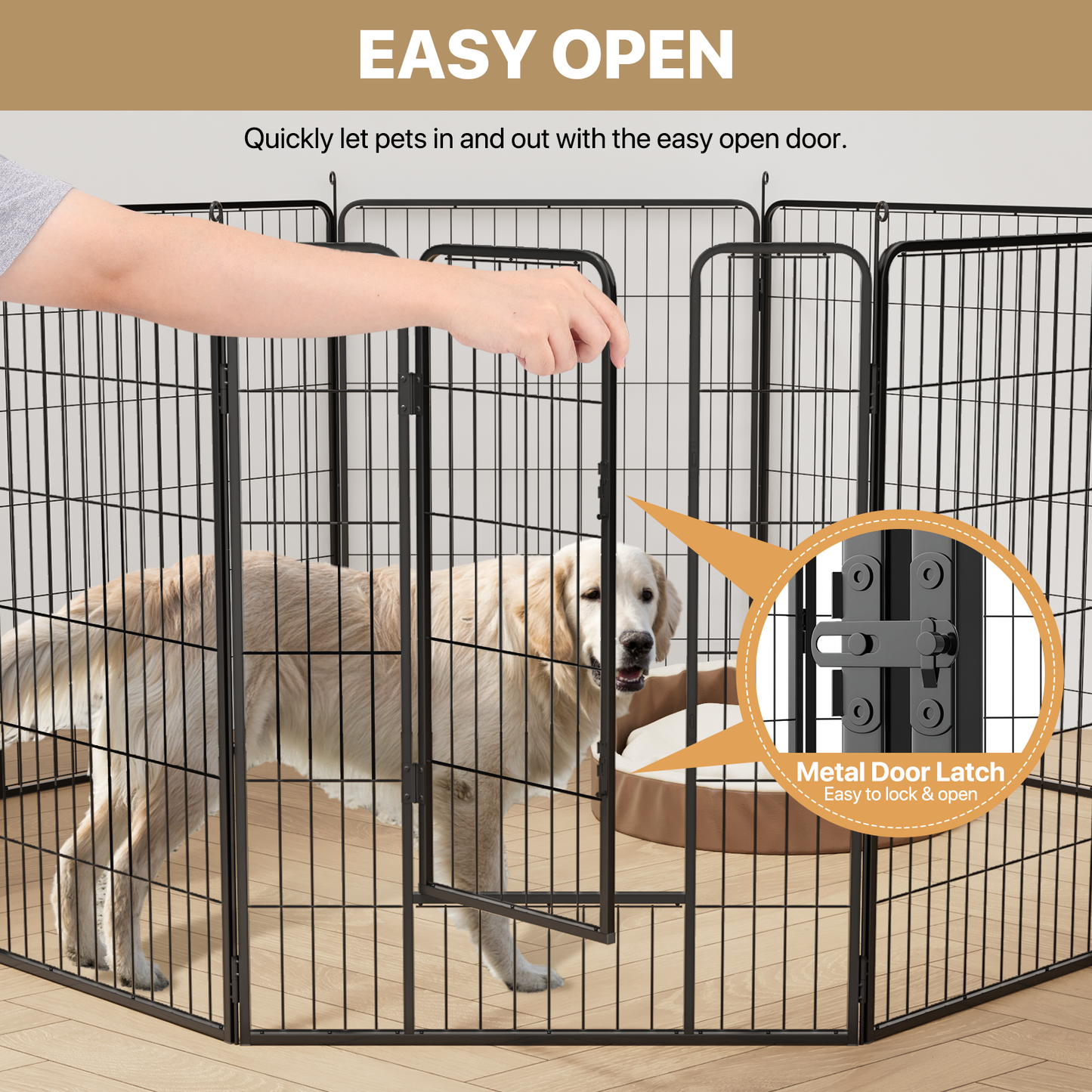 Dog Playpen - 8 Panel - Each 30''Length 40''Height - Black