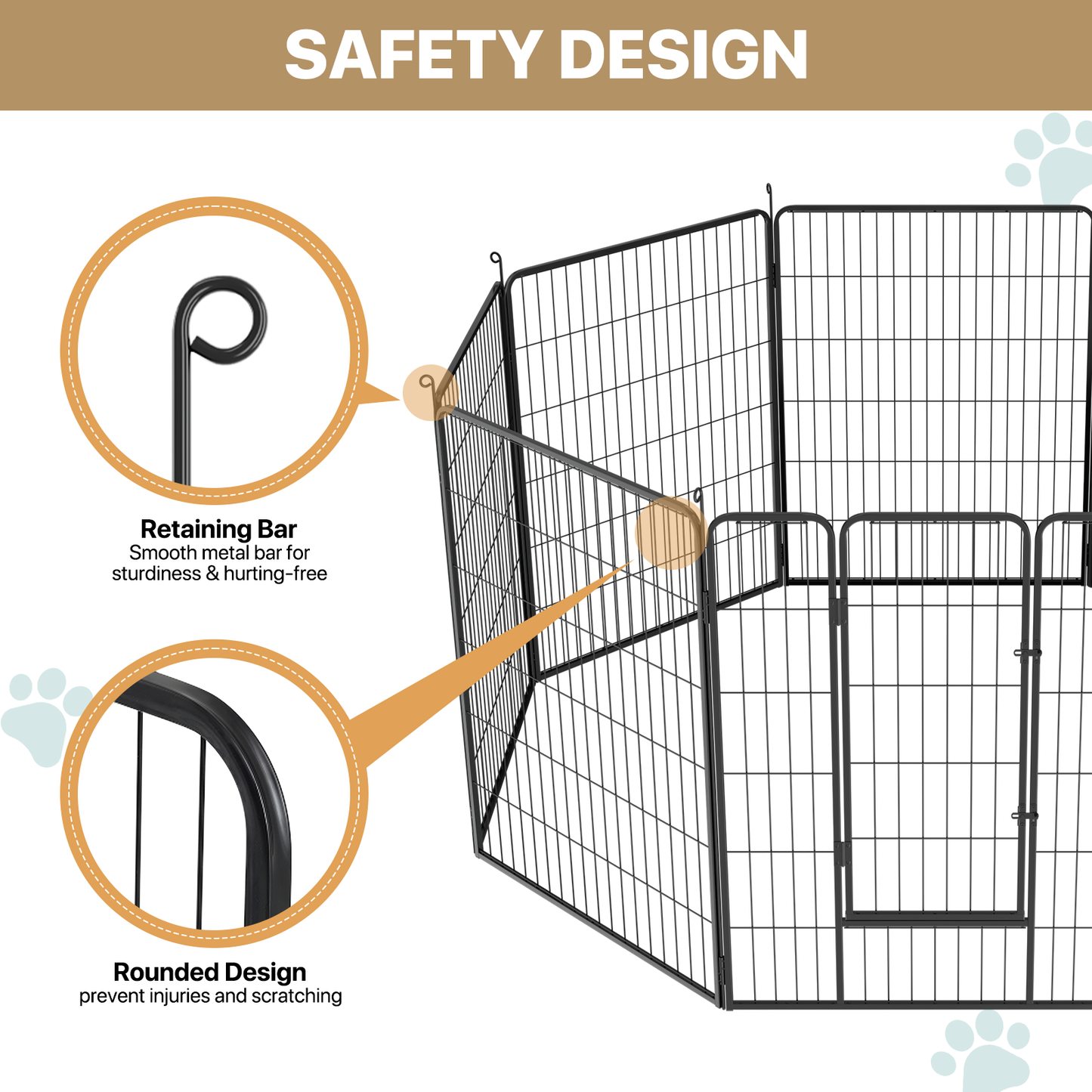 Dog Playpen - 8 Panel - Each 30''Length 40''Height - Black