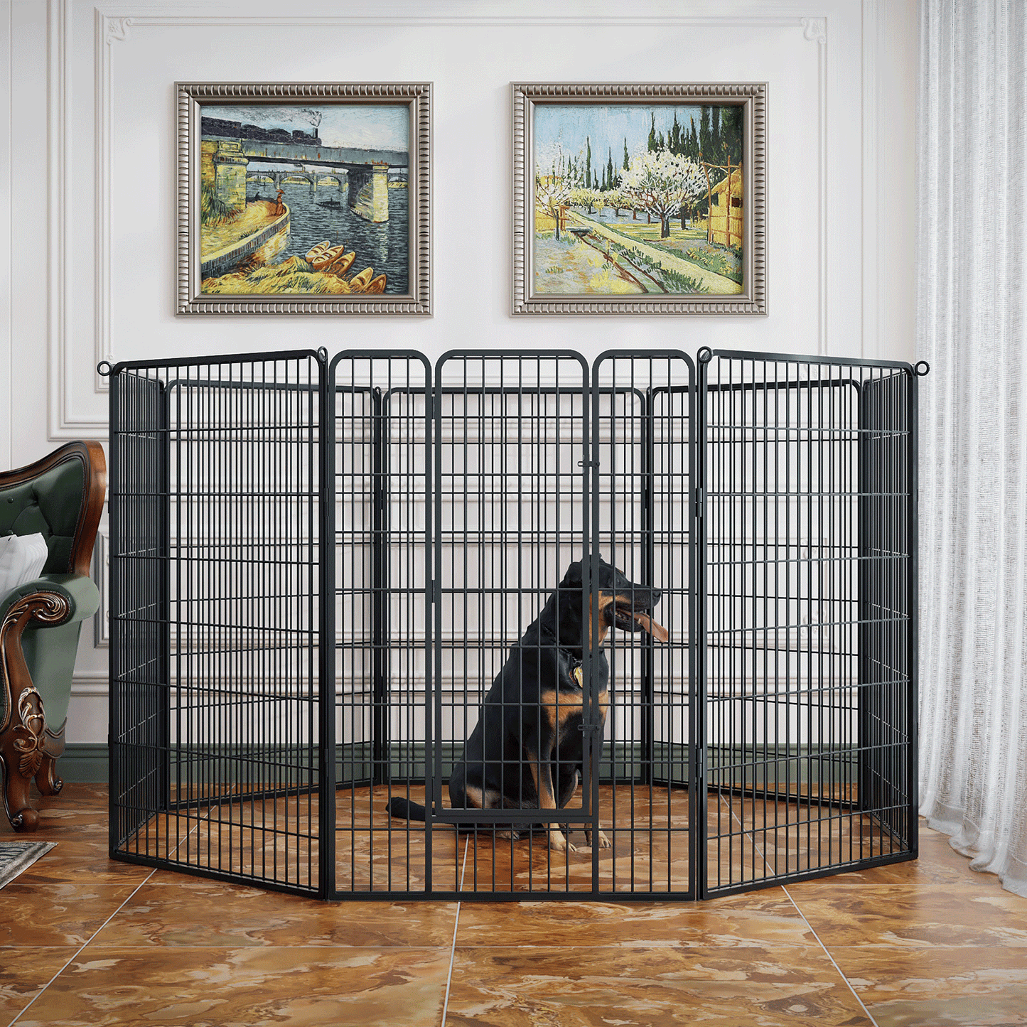 Dog Playpen - 8 Panel - Each 31.5''Length 47''Height - Black