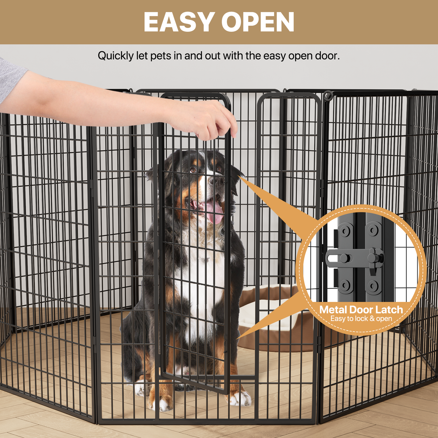 Dog Playpen - 8 Panel - Each 31.5''Length 47''Height - Black