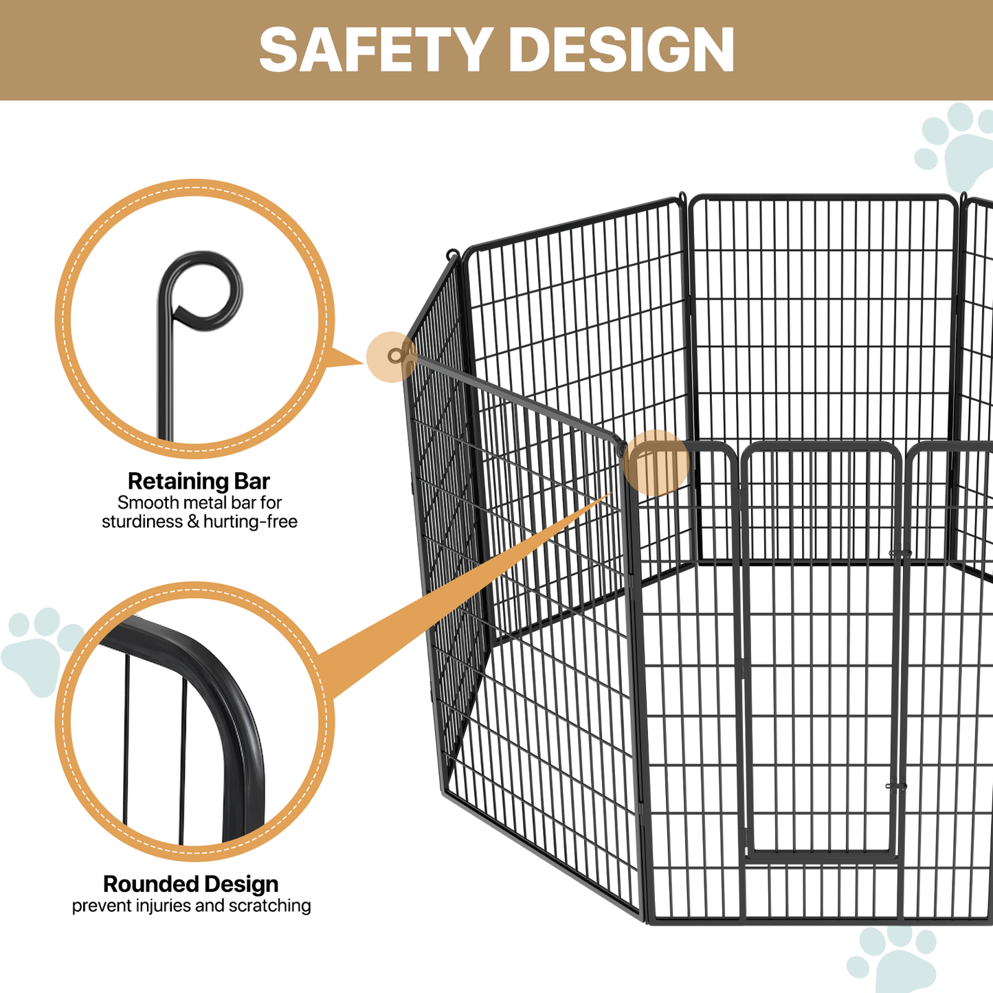 Dog Playpen - 8 Panel - Each 31.5''Length 47''Height - Black