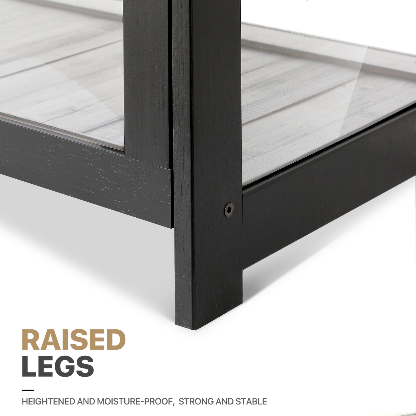Display Case - Acrylic Flip Door - without handles - transparent on all sides - 4 Tiers - 27.5''L 13.5''W 55''H - Black
