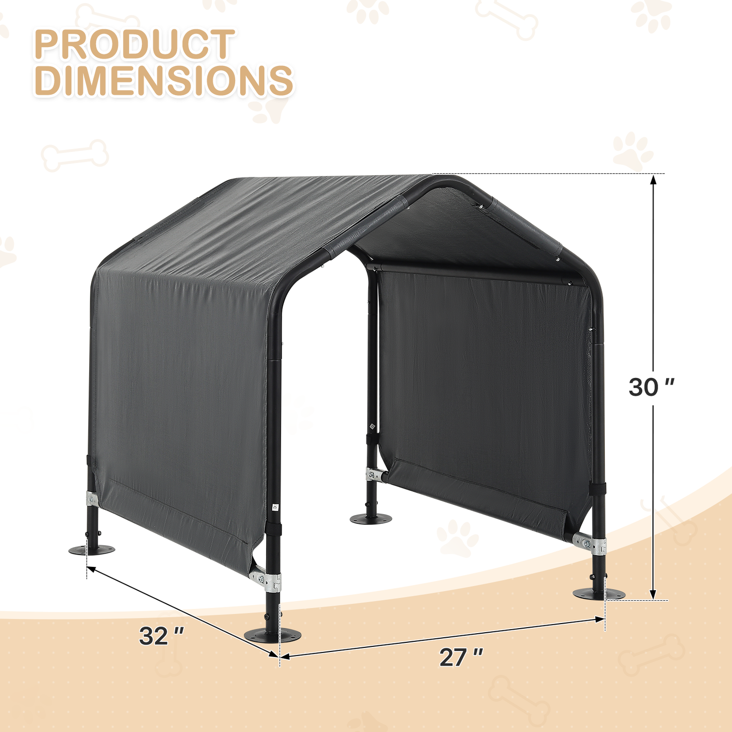 Dog Shelter - (L)27.0in. (W)32.0in. (H)30.0in. - Dark Gray