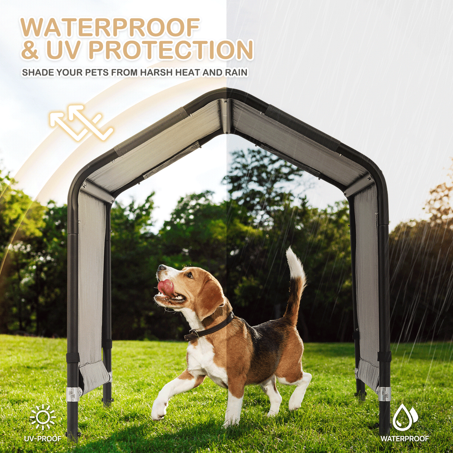 Dog Shelter - (L)27.0in. (W)32.0in. (H)30.0in. - Dark Gray