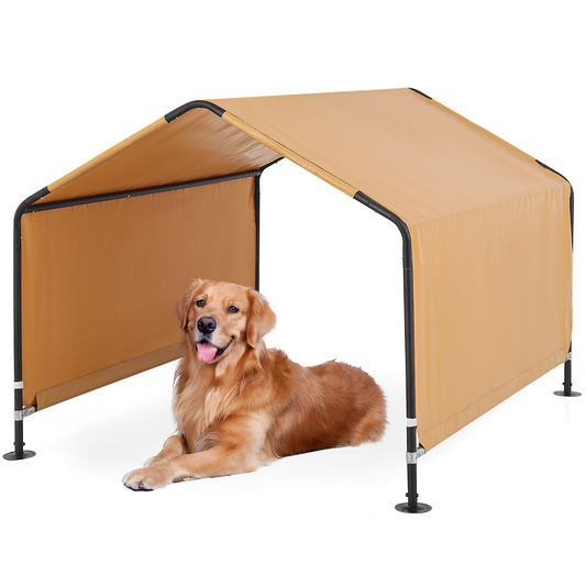 Dog Shelter - (L)49.5in. (W)60.5in. (H)44.5in. - Khaki
