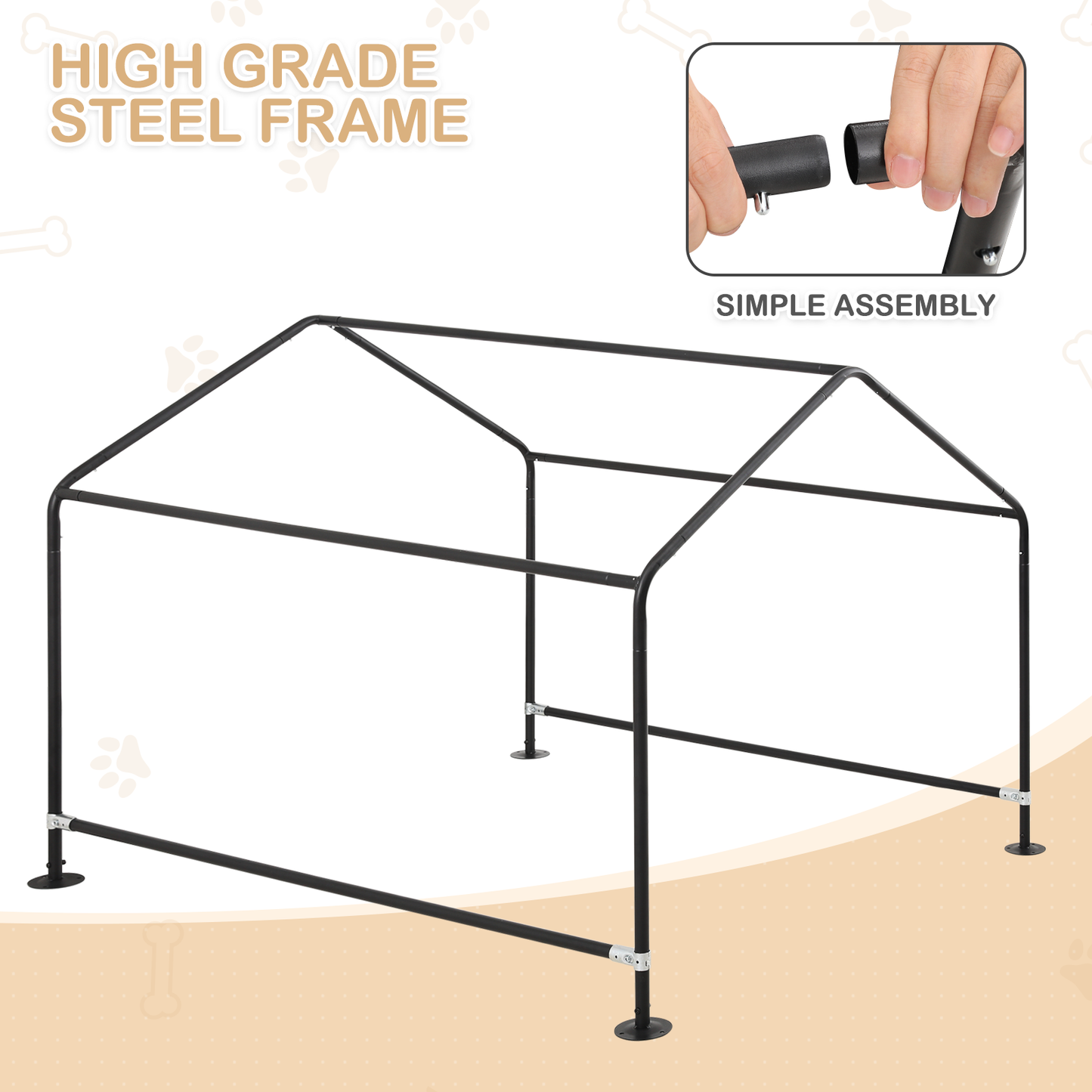 Dog Shelter - (L)49.5in. (W)60.5in. (H)44.5in. - Khaki
