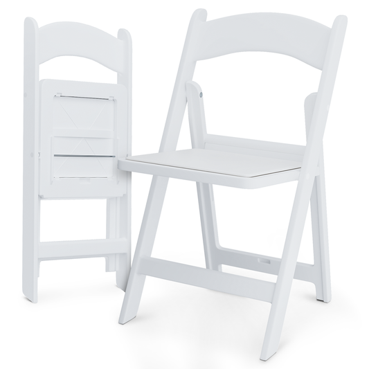 Folding chair 250 lbs Capacity - (L)17.5in. (W)16.5in. (H)30.5in. - White