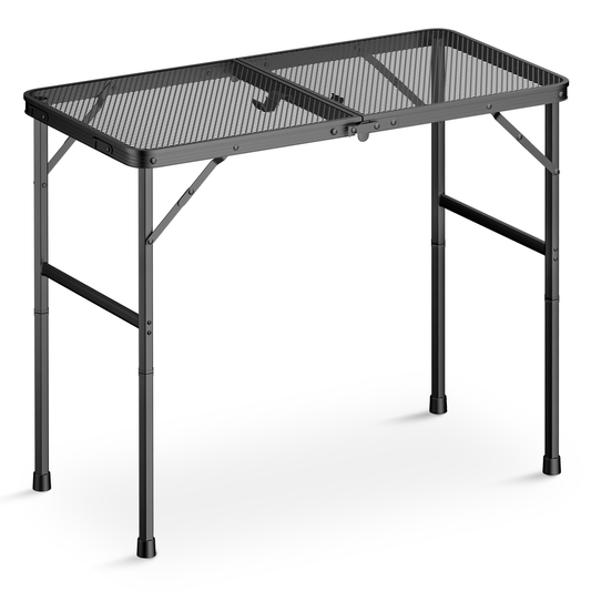 Grill Table 66 lbs Capacity - (L)33.5in. (W)15.8in. (H)26.3in. - 2 height adjustments:14.8in. - 26.3in. - Black