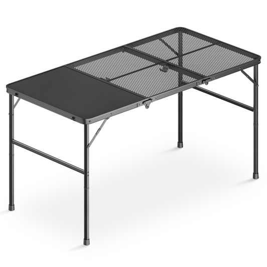 Grill Table 66 lbs Capacity - (L)47.3in. (W)23.8in. (H)26.3in. - 2 height adjustments: 14.8in. - 26.3in. -Black