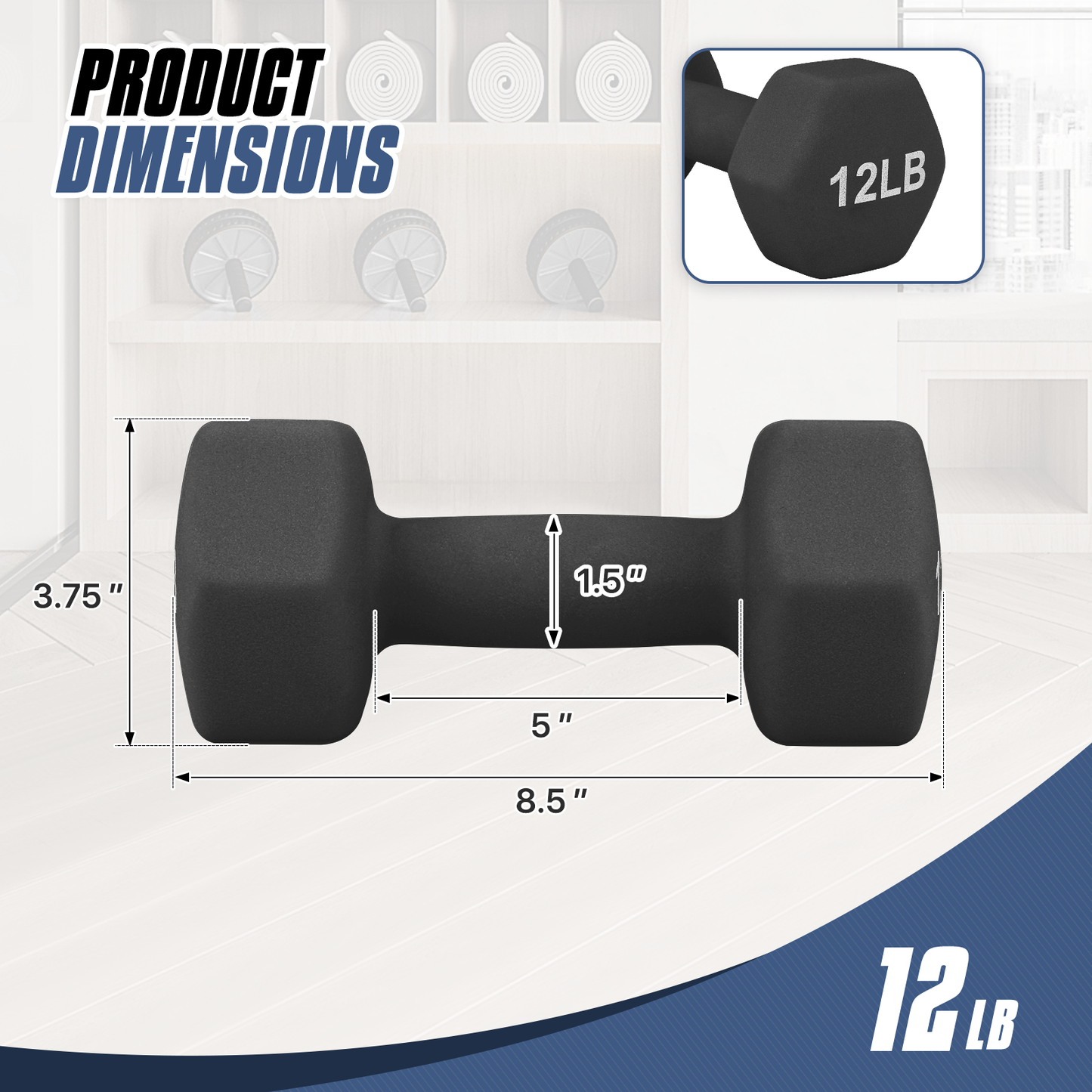 2 Pieces Grip Workout Dumbbel-12LB Each