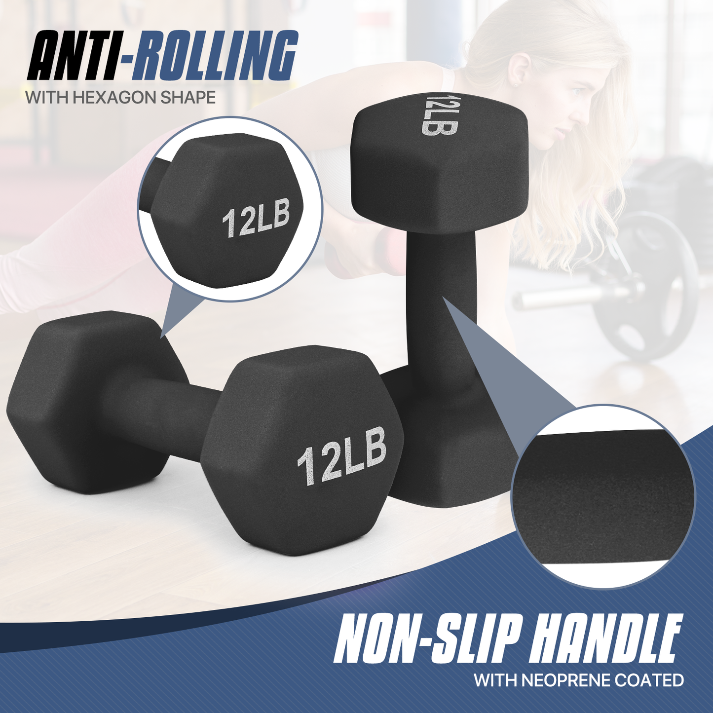 2 Pieces Grip Workout Dumbbel-12LB Each