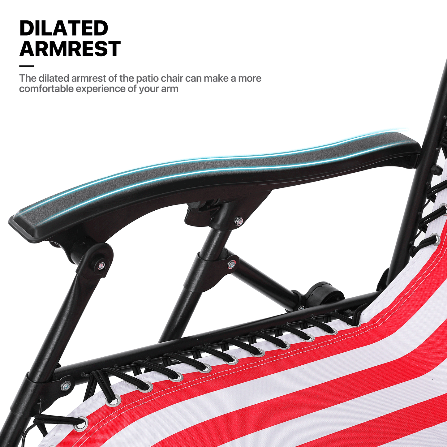 US Flag Pattern Lounge Chair - Adjustable Backrest 95°-140° - w/ Tray & Headrest