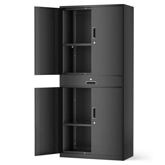 Metal Storage Cabinets with Lock-71"H x 31.5"W x 15.75"D-with Drawer+2 Doors