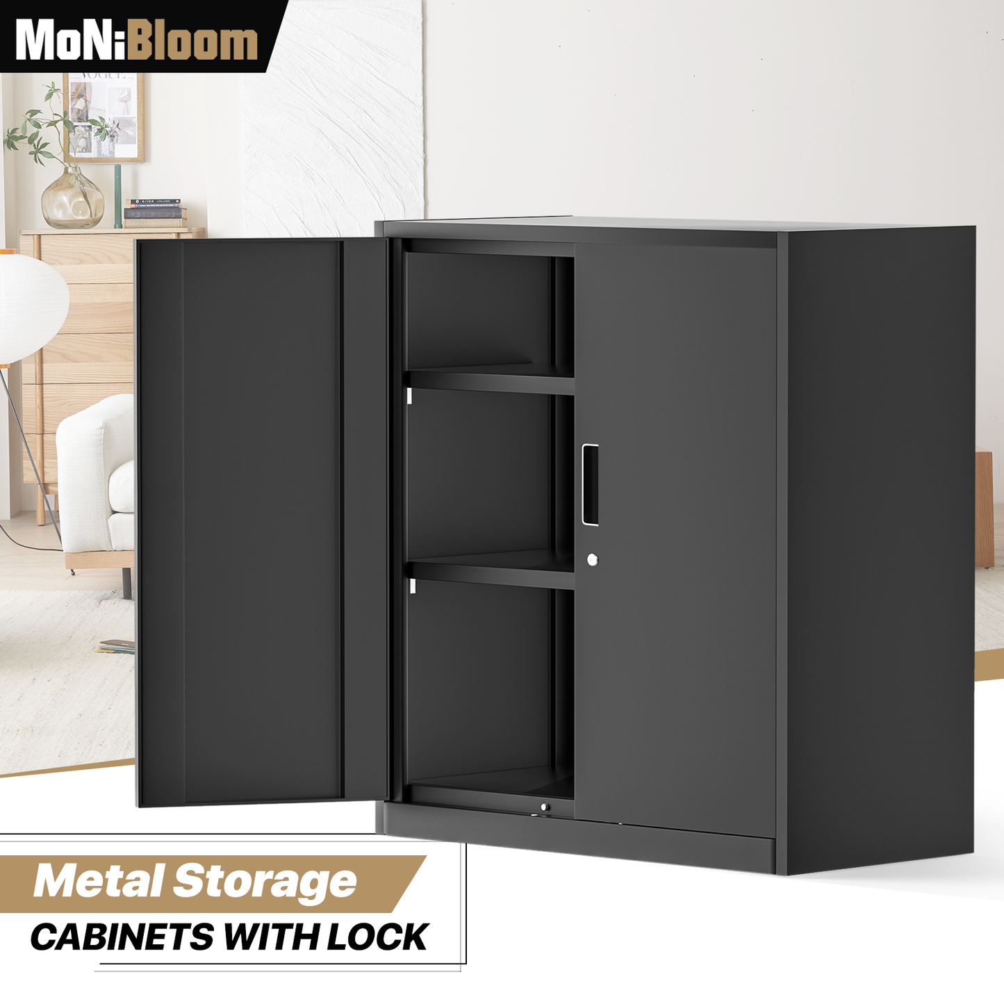 Metal Storage Cabinets with Lock-36"H x 31.5"W x 15.75"D