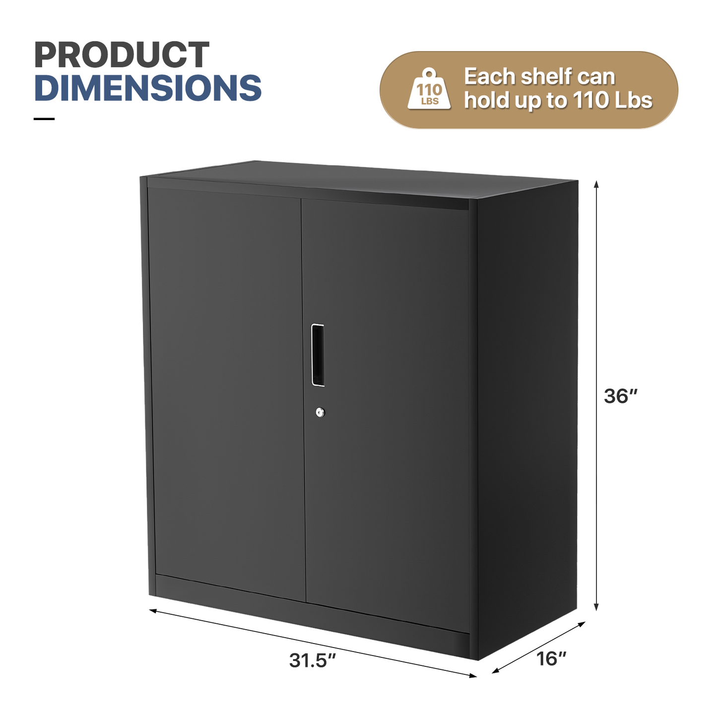 Metal Storage Cabinets with Lock-36"H x 31.5"W x 15.75"D