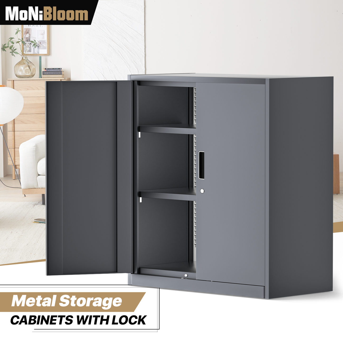 Metal Storage Cabinets with Lock-36"H x 31.5"W x 15.75"D