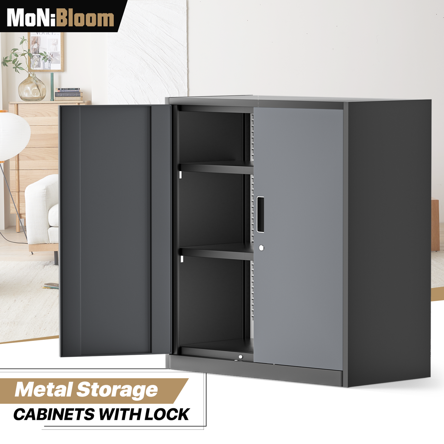 Metal Storage Cabinets with Lock-36"H x 31.5"W x 15.75"D