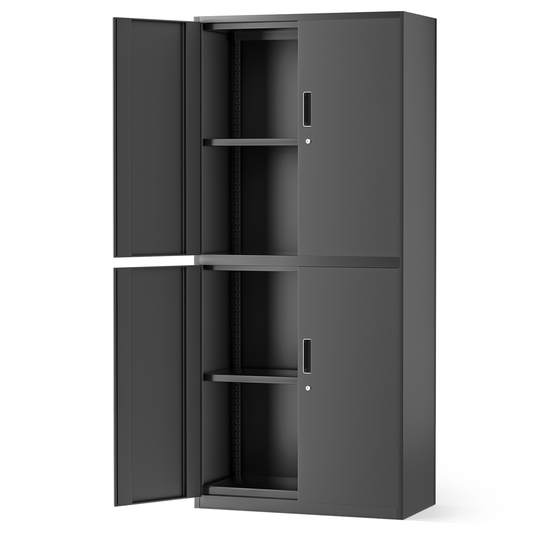 Metal Storage Cabinets with Lock-71"H x 31.5"W x 15.5"D-with 2 Doors