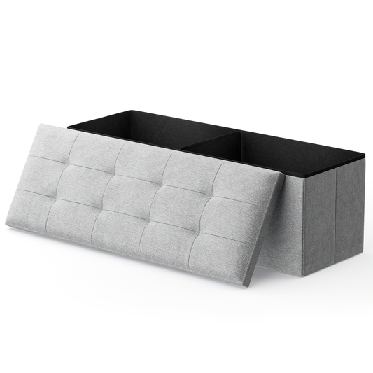 High Elastic Sponge Storage Ottoman 220 lbs Capacity - (L)43.0in. (W)15.0in. (H)14.5in. - Linen