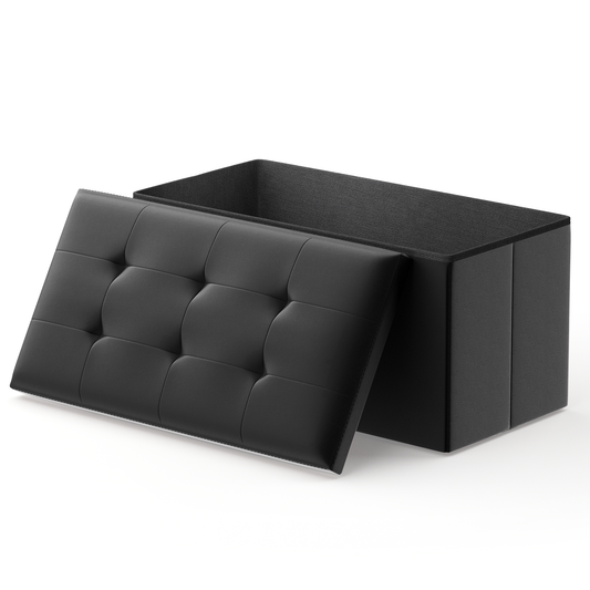 High Elastic Sponge Storage Ottoman 220 lbs Capacity - (L)30.0in. (W)15.0in. (H)14.5in. - PU